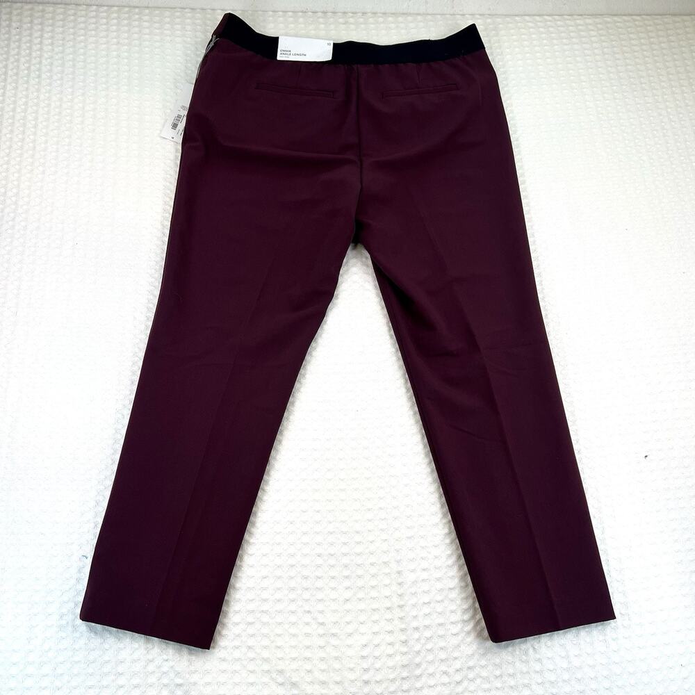 Liz Claiborne Emma Ankle Pants Womens 10 Burgundy Slim Leg Career Stretch NWT - Picture 3 of 10